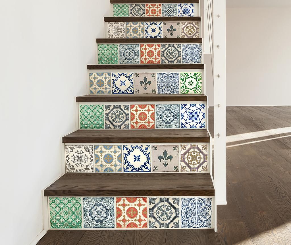 Set 24 stickere Vintage Porcelain Tiles – Wallplus, Multicolor vivre.ro